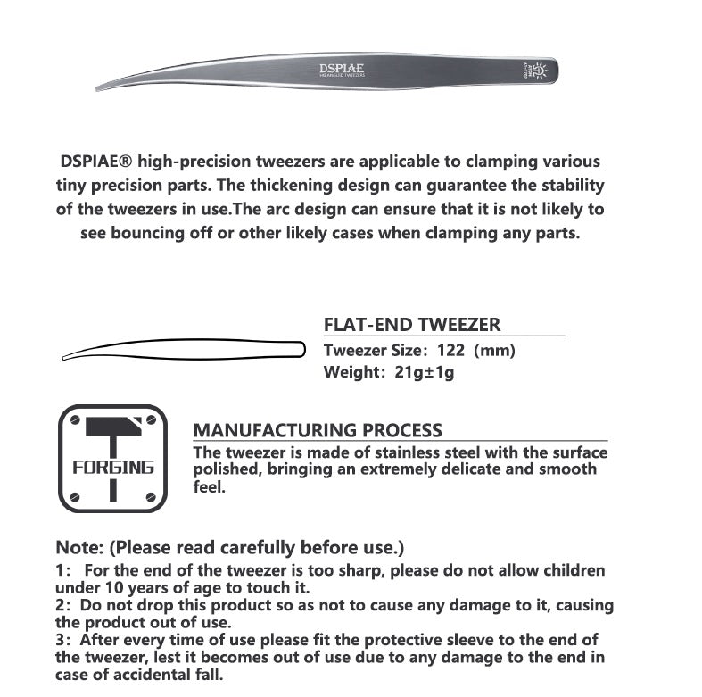 Dspiae - Flat Tip Angled Tweezer - AT-TZ02