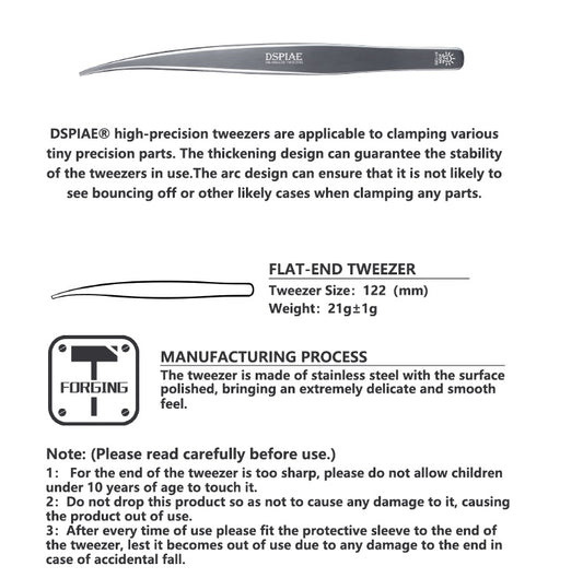 Dspiae - Flat Tip Angled Tweezer - AT-TZ02